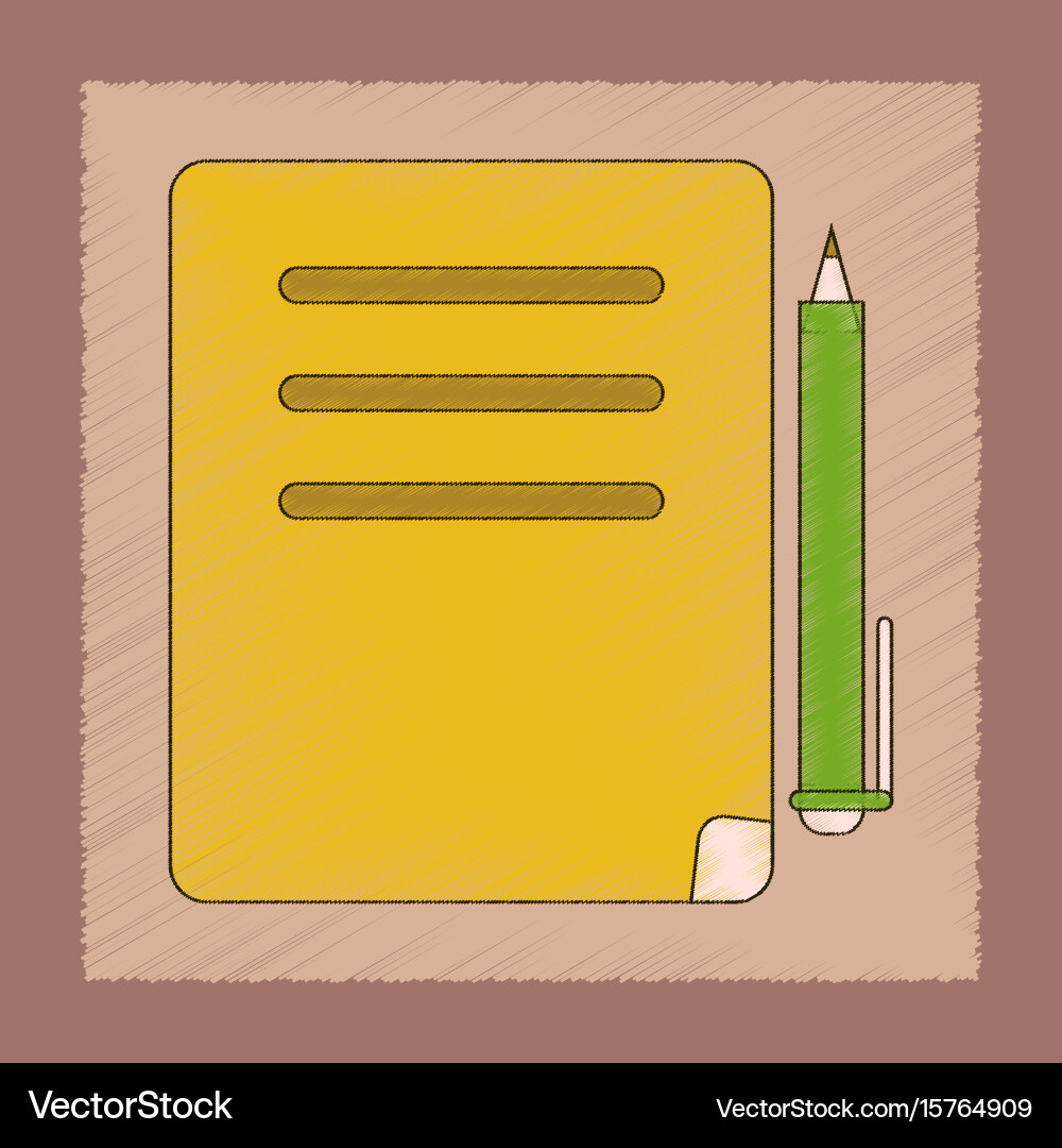 Flat shading style icon notebook and pen vector image