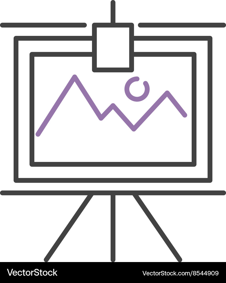 Graph with two lines on whiteboard flipchart icon Vector Image