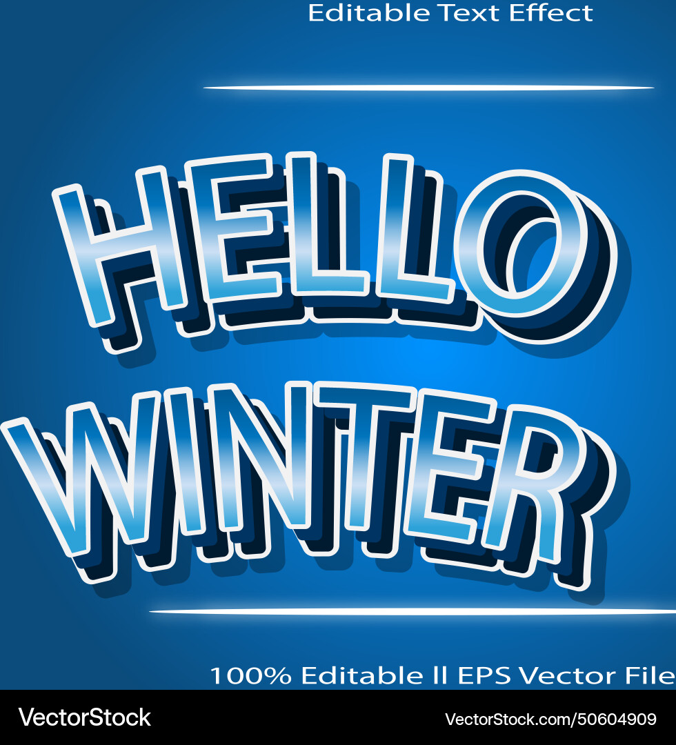 Hello winter editable text effect Vector Image