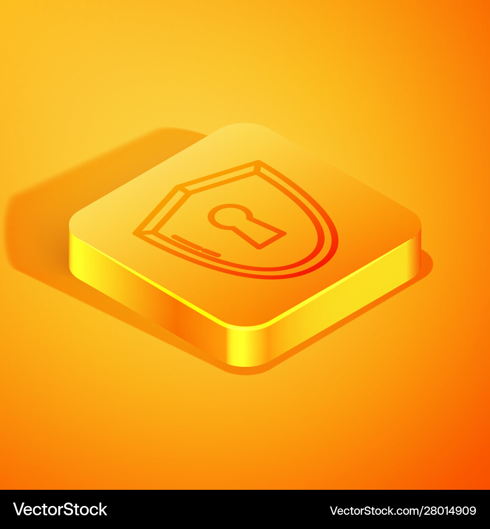 Isometric line shield with keyhole icon isolated Isometric line shield with keyhole icon isolated vector image