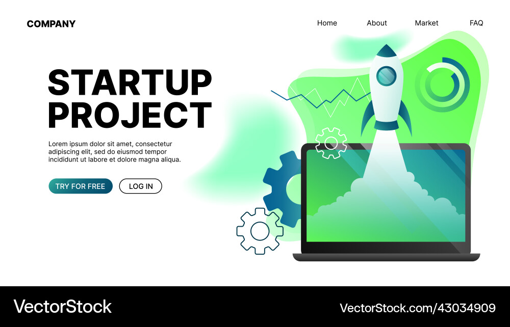 Landing page template for startup project website Landing page template for startup project website vector image