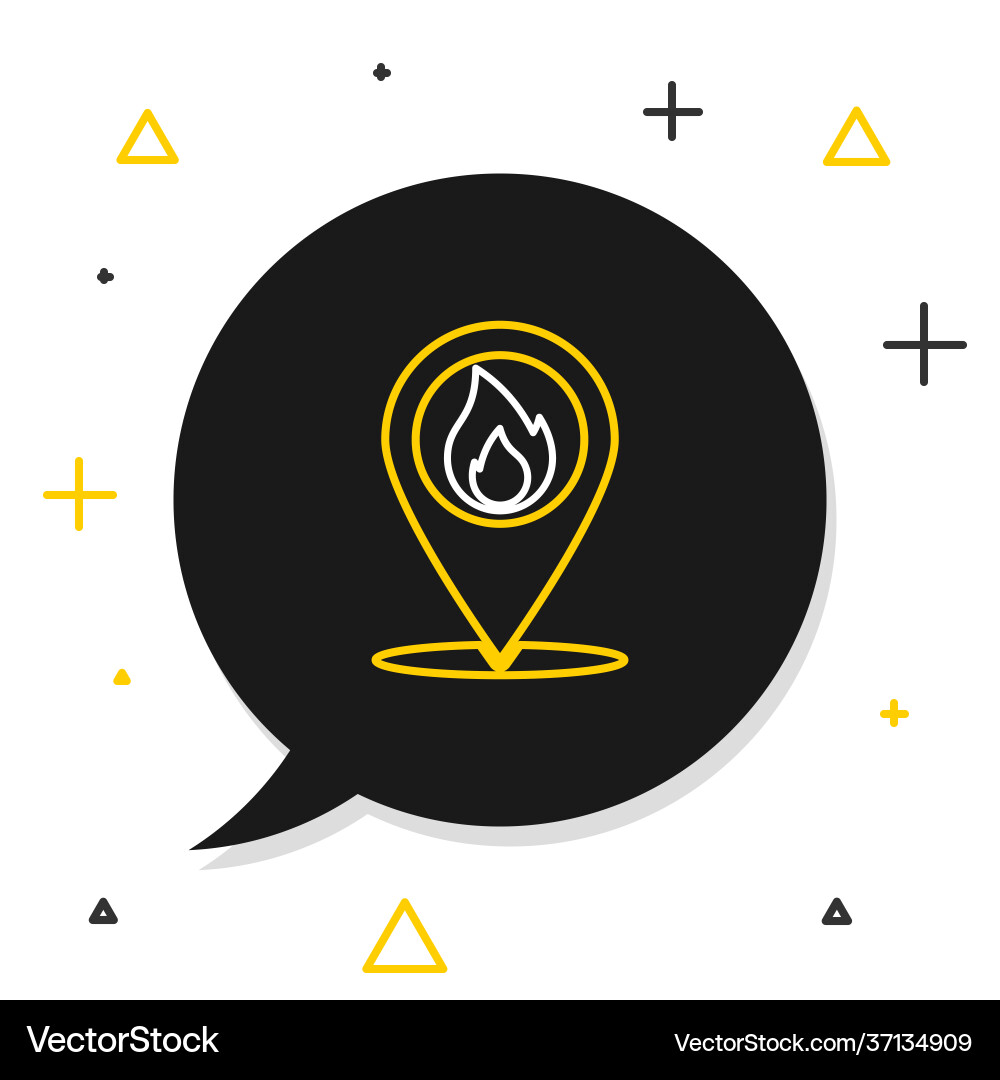 Line map pointer with fire flame icon isolated Line map pointer with fire flame icon isolated vector image