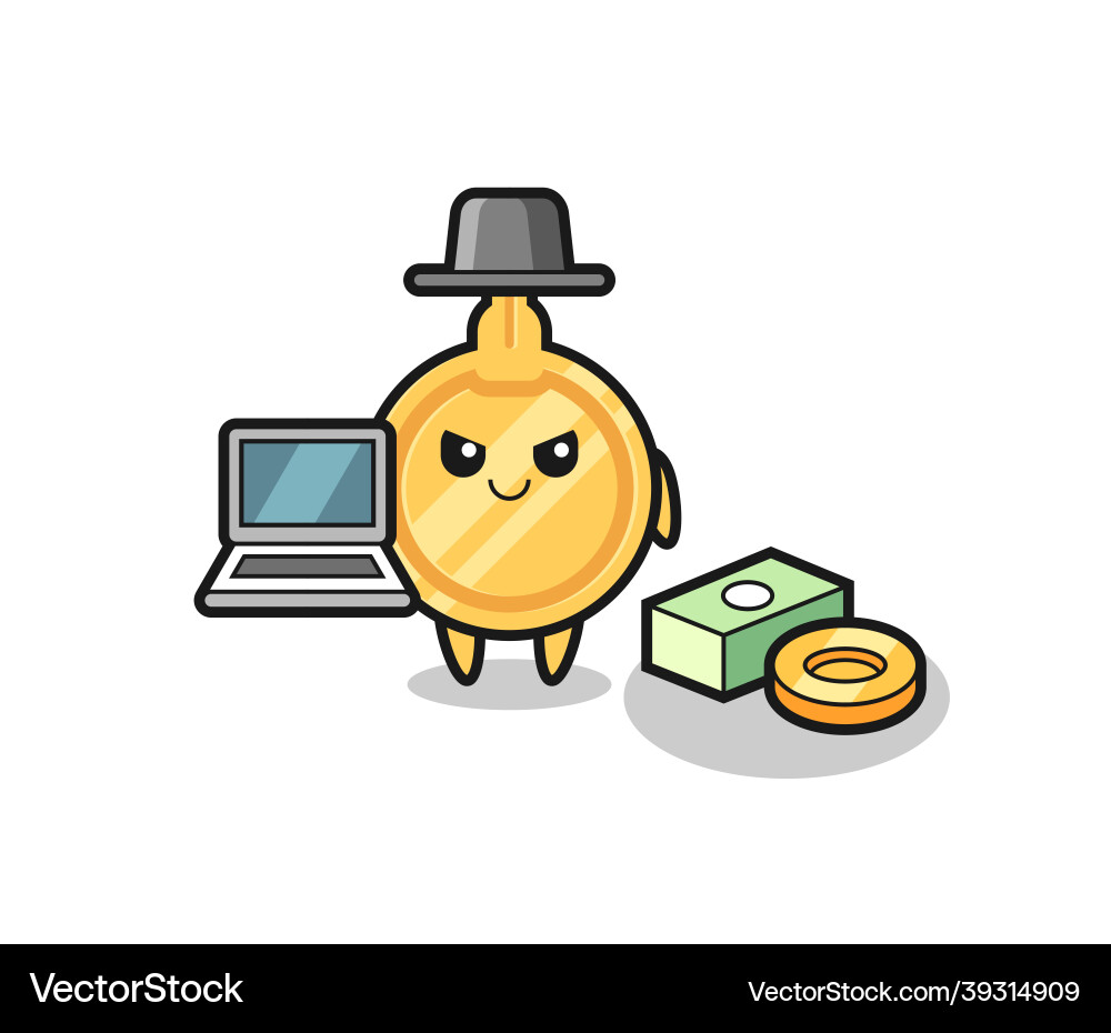 Mascot of key as a hacker vector image