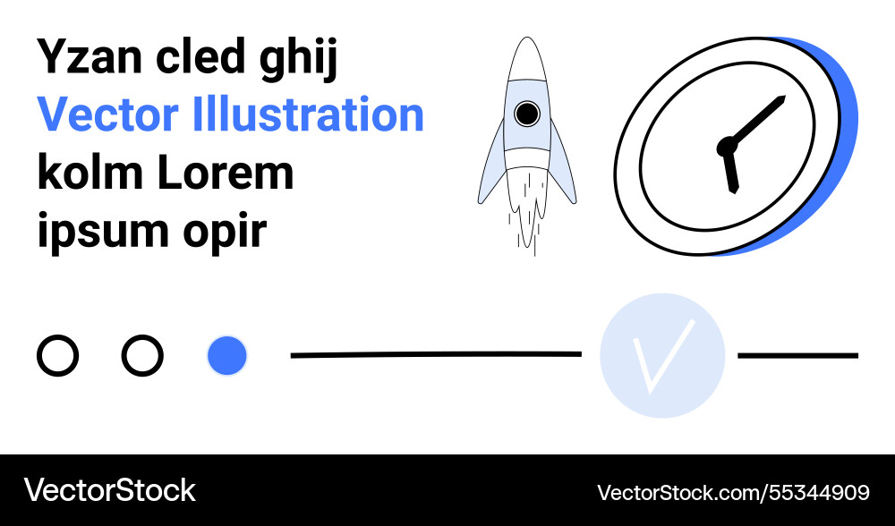 Minimalist rocket and clock with lorem ipsum text vector image