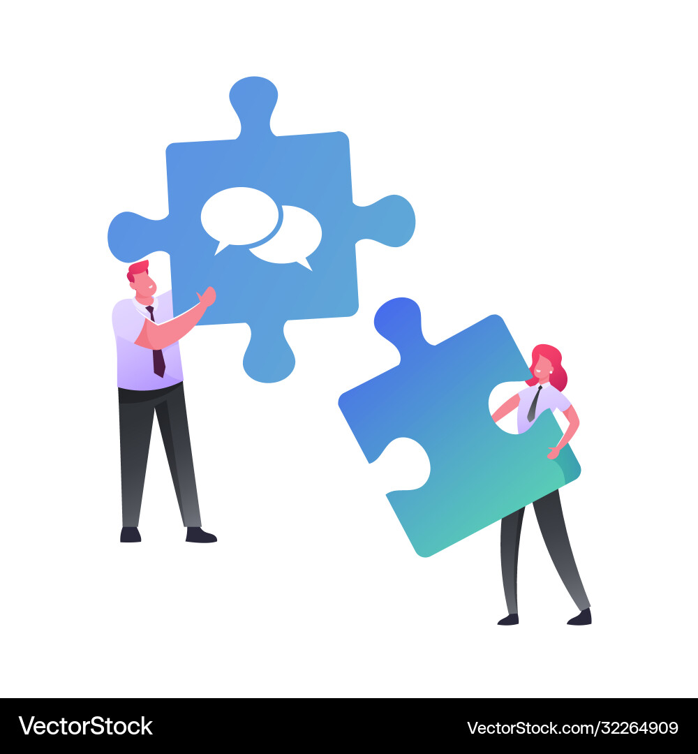 Office characters work together setting up Office characters work together setting up vector image