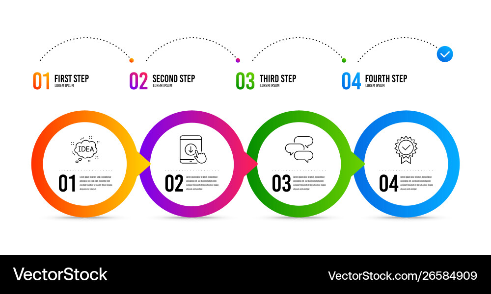 Scroll down idea and talk bubble icons set Scroll down idea and talk bubble icons set Vector Image