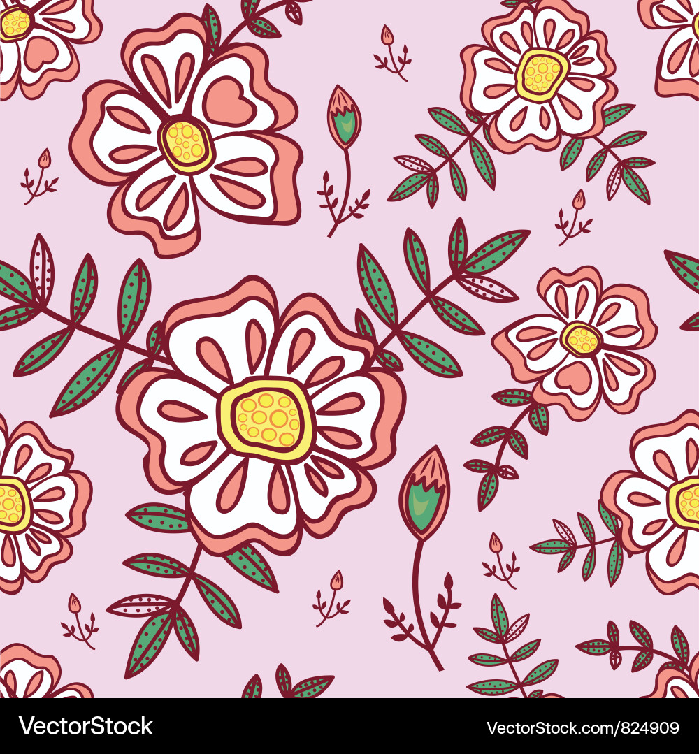 Seamless pattern with abstract flowers Vector Image