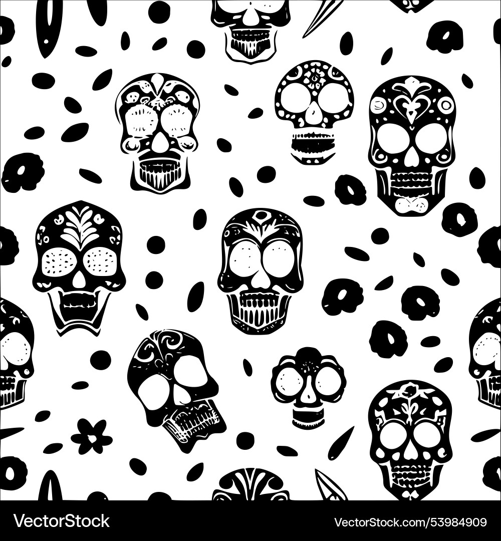 Skulls abstract pattern seamless Vector Image