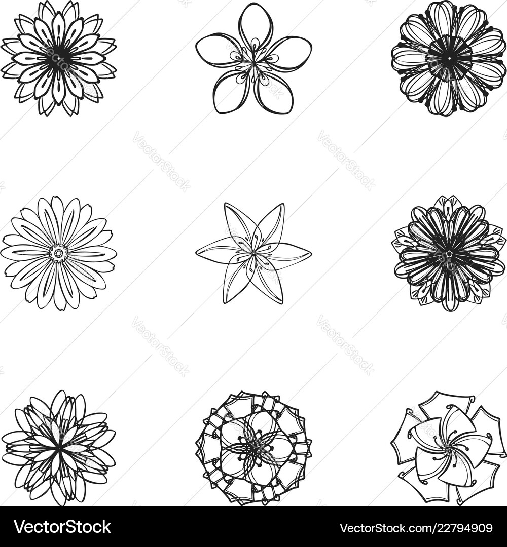 Spring flower icon set simple style Spring flower icon set simple style Vector Image