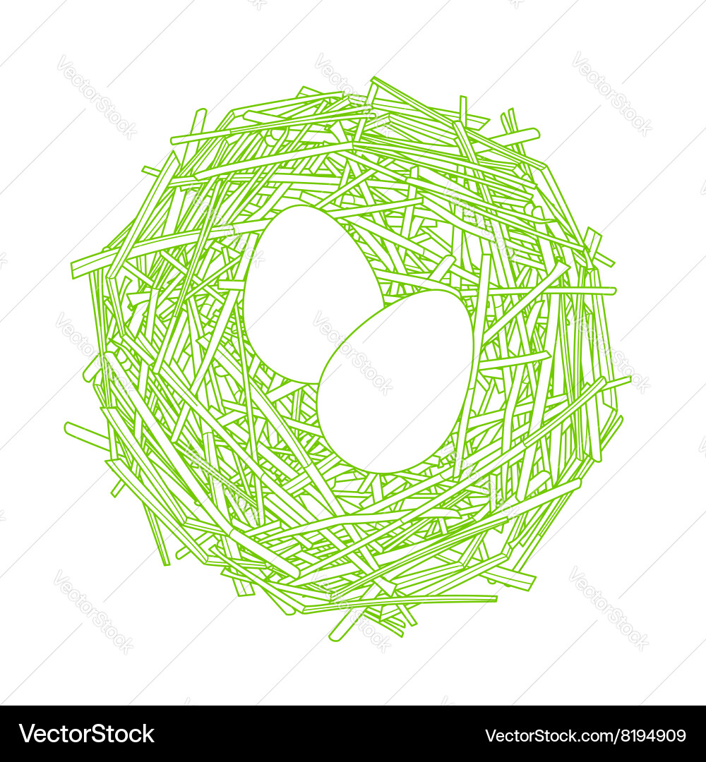 Straw nest with two eggs Vector Image