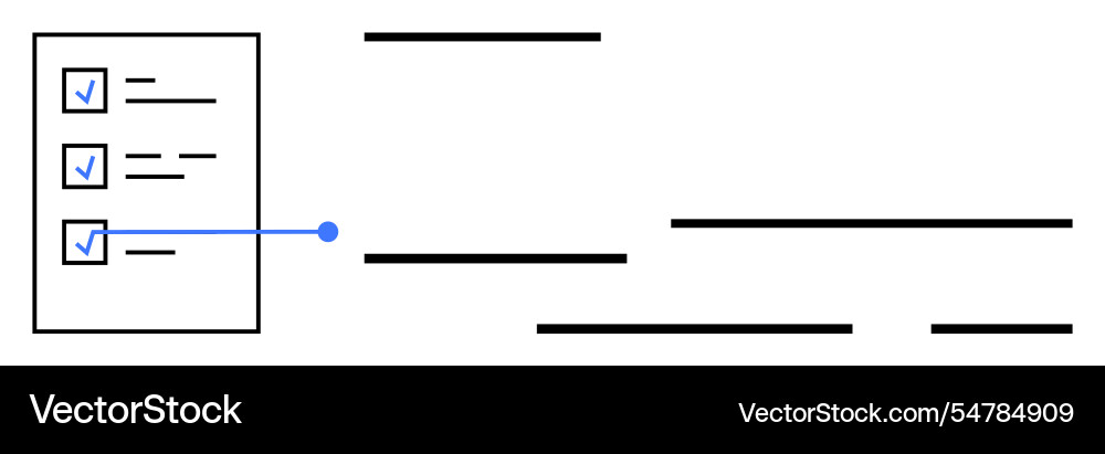 Task management list with connected progress lines Task management list with connected progress lines vector image