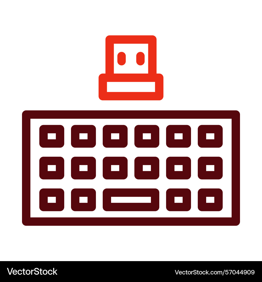 Wireless keyboard thick line two color icons Vector Image