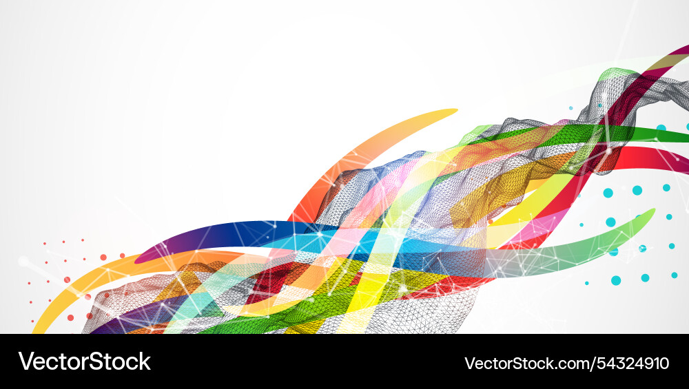 Abstract wireframe wave with colored lines Abstract wireframe wave with colored lines vector image