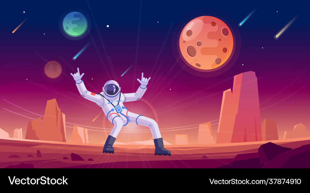 Astronaut dancing on some planet in space Astronaut dancing on some planet in space vector image