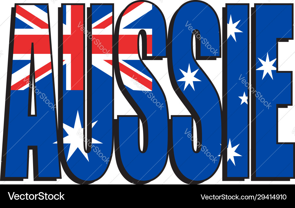 Australian aussie text with flag vector image