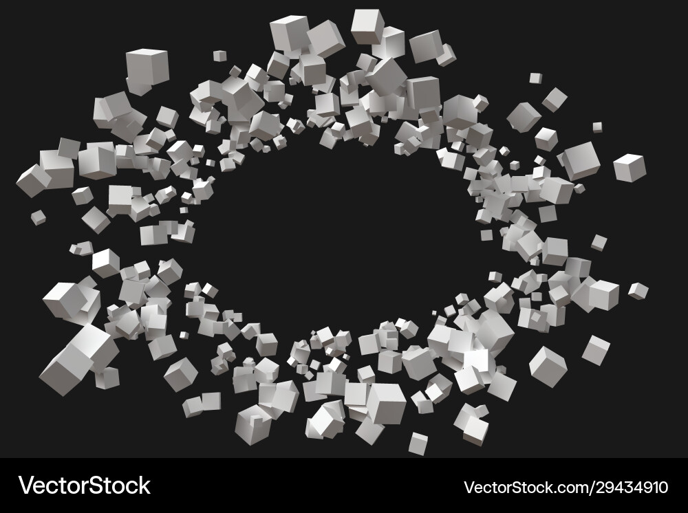 Big circular frame formed random sized cubes Big circular frame formed random sized cubes vector image