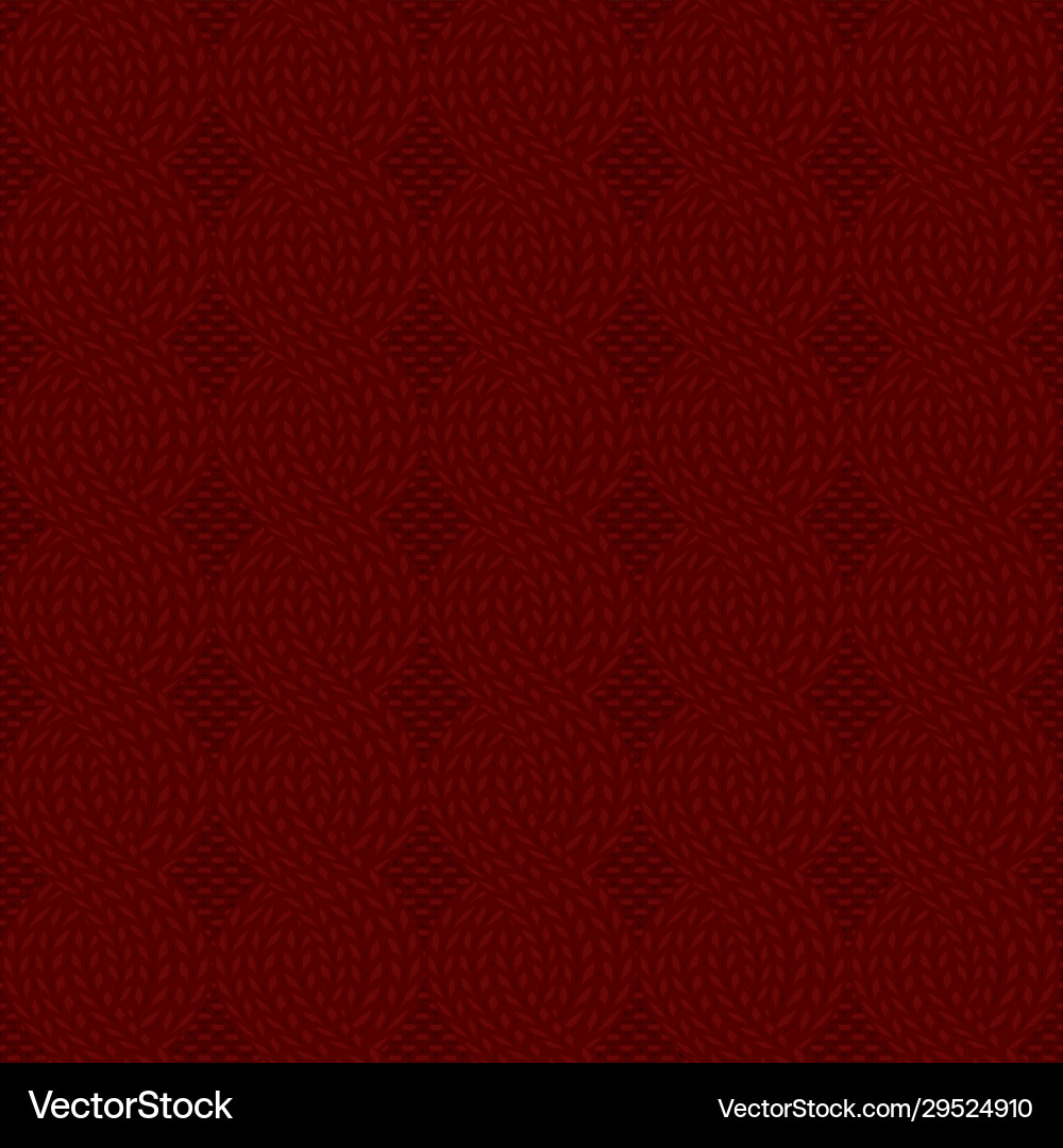 Cable knit dark red pattern vector image