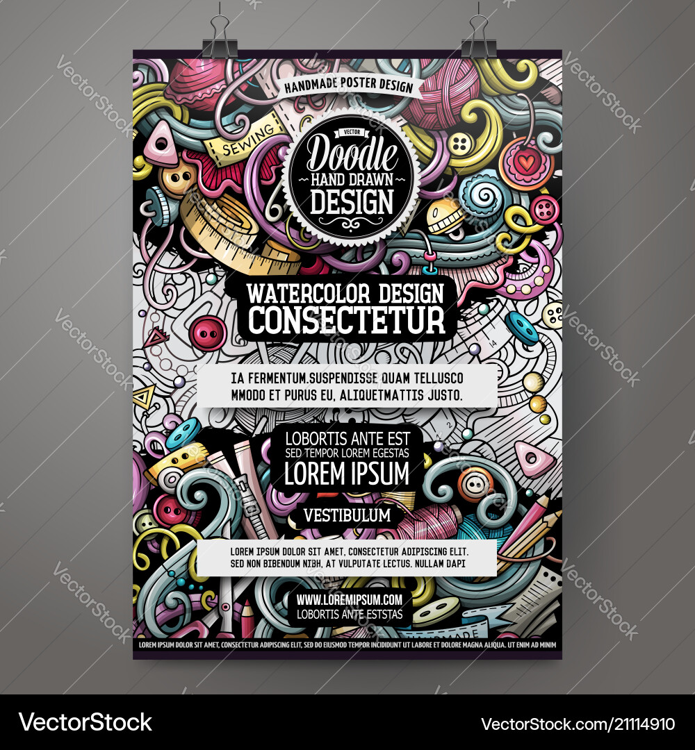 Cartoon hand drawn doodles handmade poster design Cartoon hand drawn doodles handmade poster design vector image