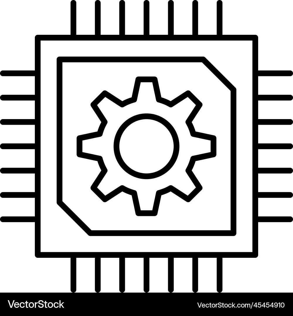 Chip cpu hardware icon on transparent Chip cpu hardware icon on transparent vector image