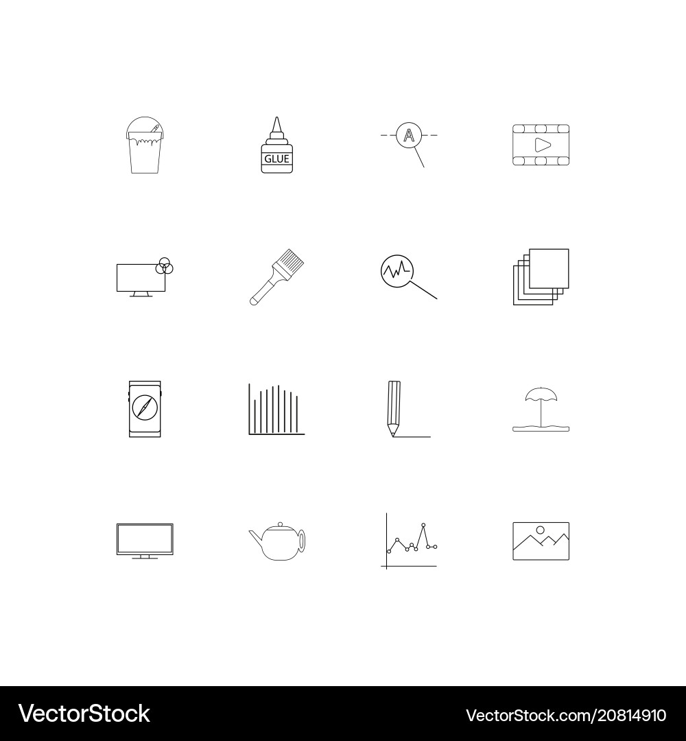 Creative process and design linear thin icons set vector image