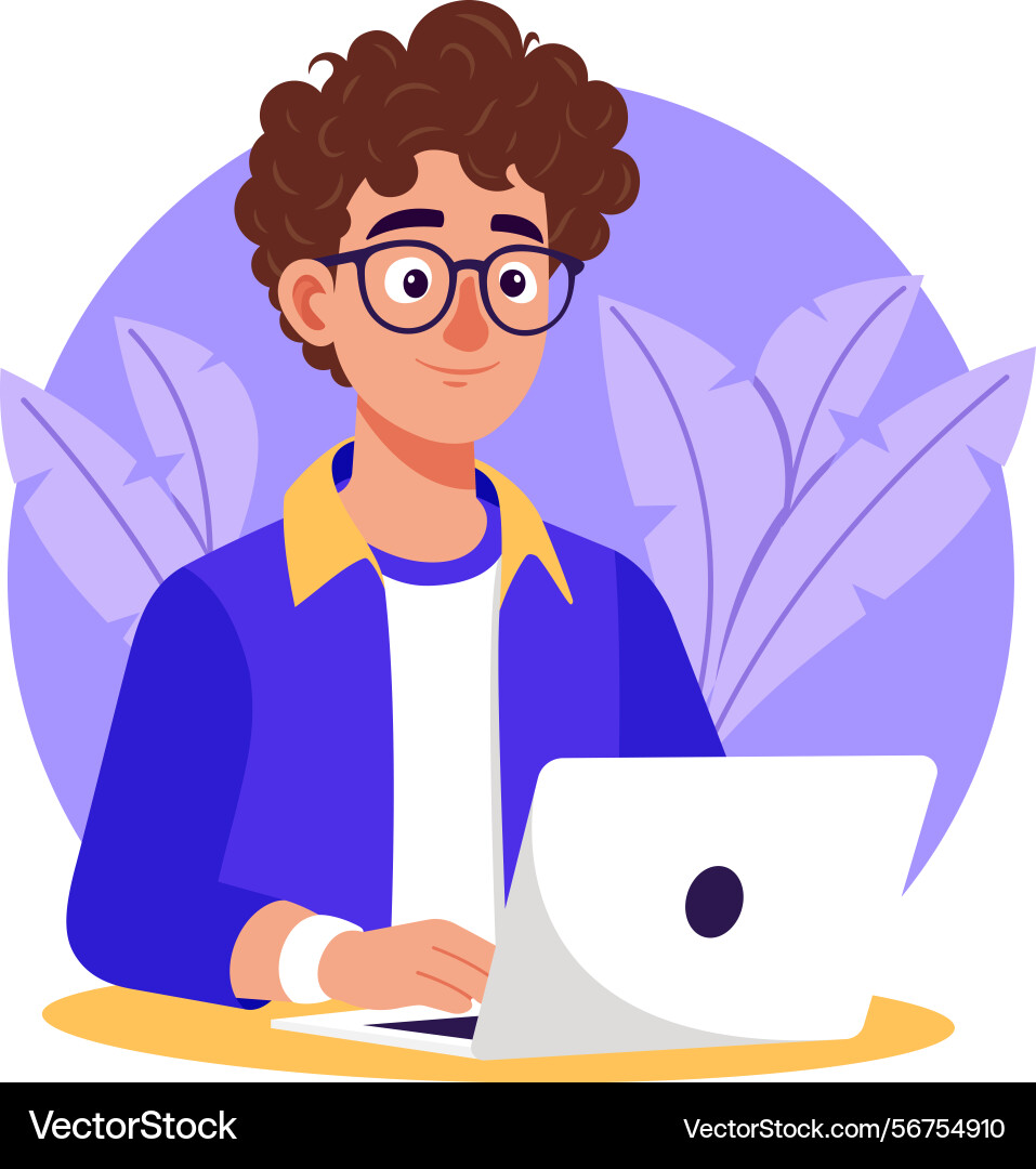 Developer using laptop vector image