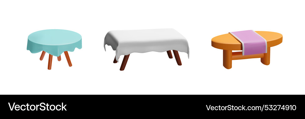 Elegant 3d set with round oval and rectangular vector image
