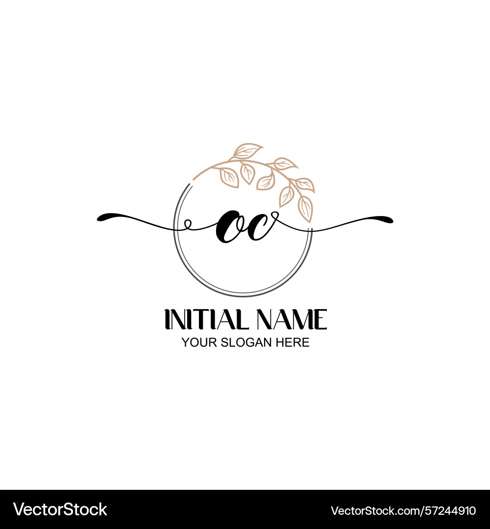Elegant oc initial logo design with botanical Vector Image