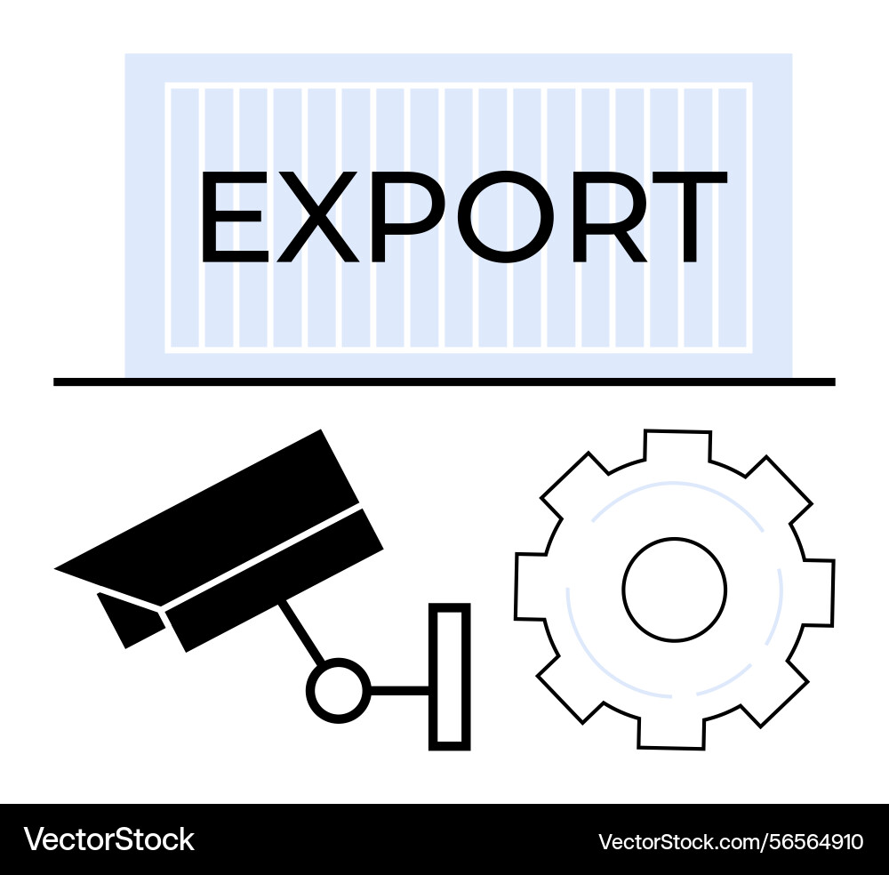 Export concept with container security camera Export concept with container security camera Vector Image