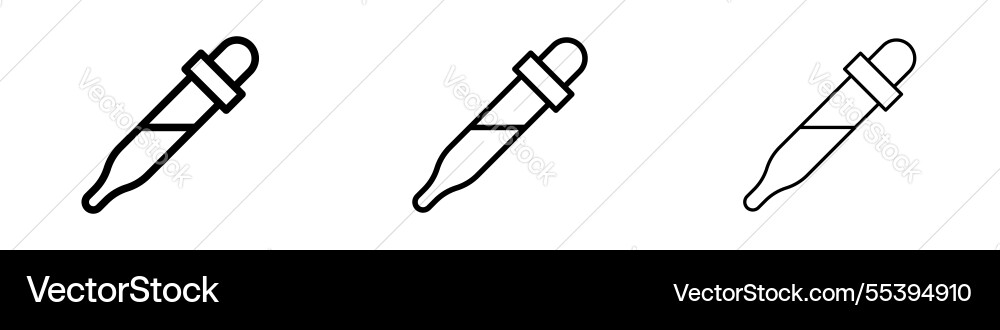 Eye dropper icons in three different stroke lines Eye dropper icons in three different stroke lines Vector Image