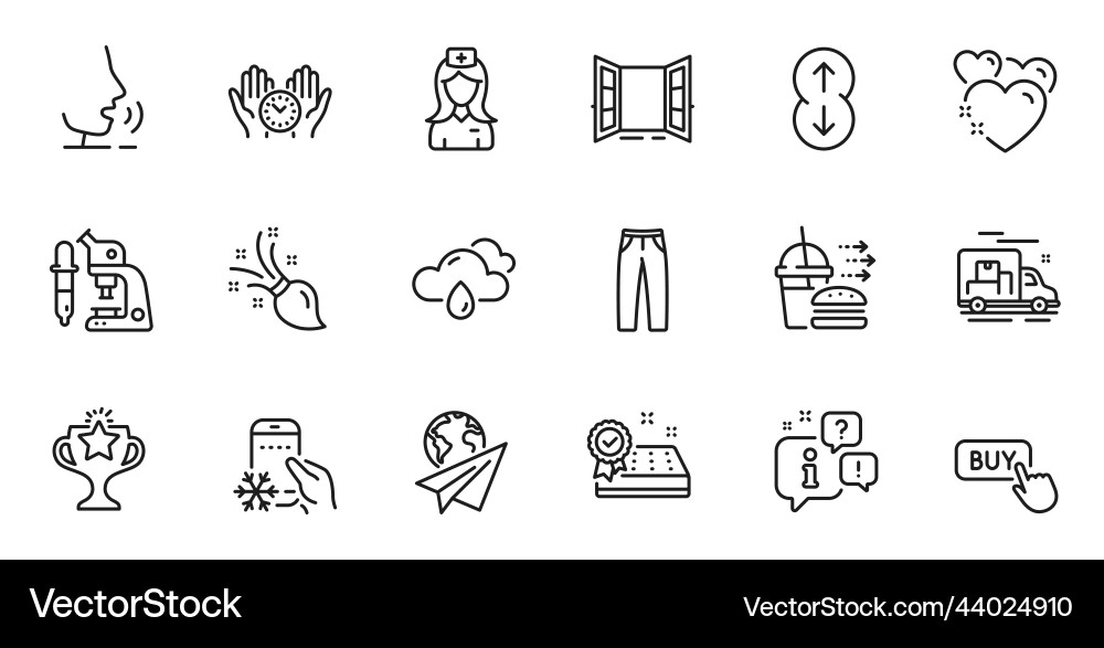 Outline set of buy button microscope and safe Outline set of buy button microscope and safe vector image