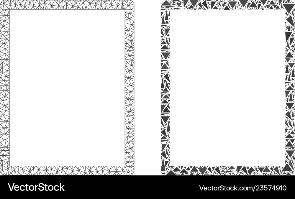 Polygonal 2d mesh empty page and mosaic icon Vector Image