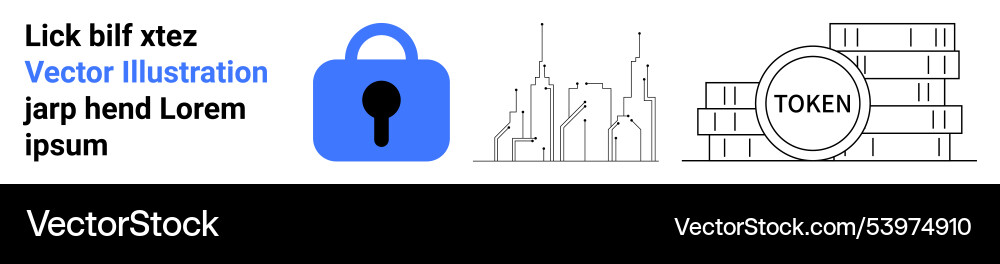 Security and technology elements including padlock Security and technology elements including padlock vector image