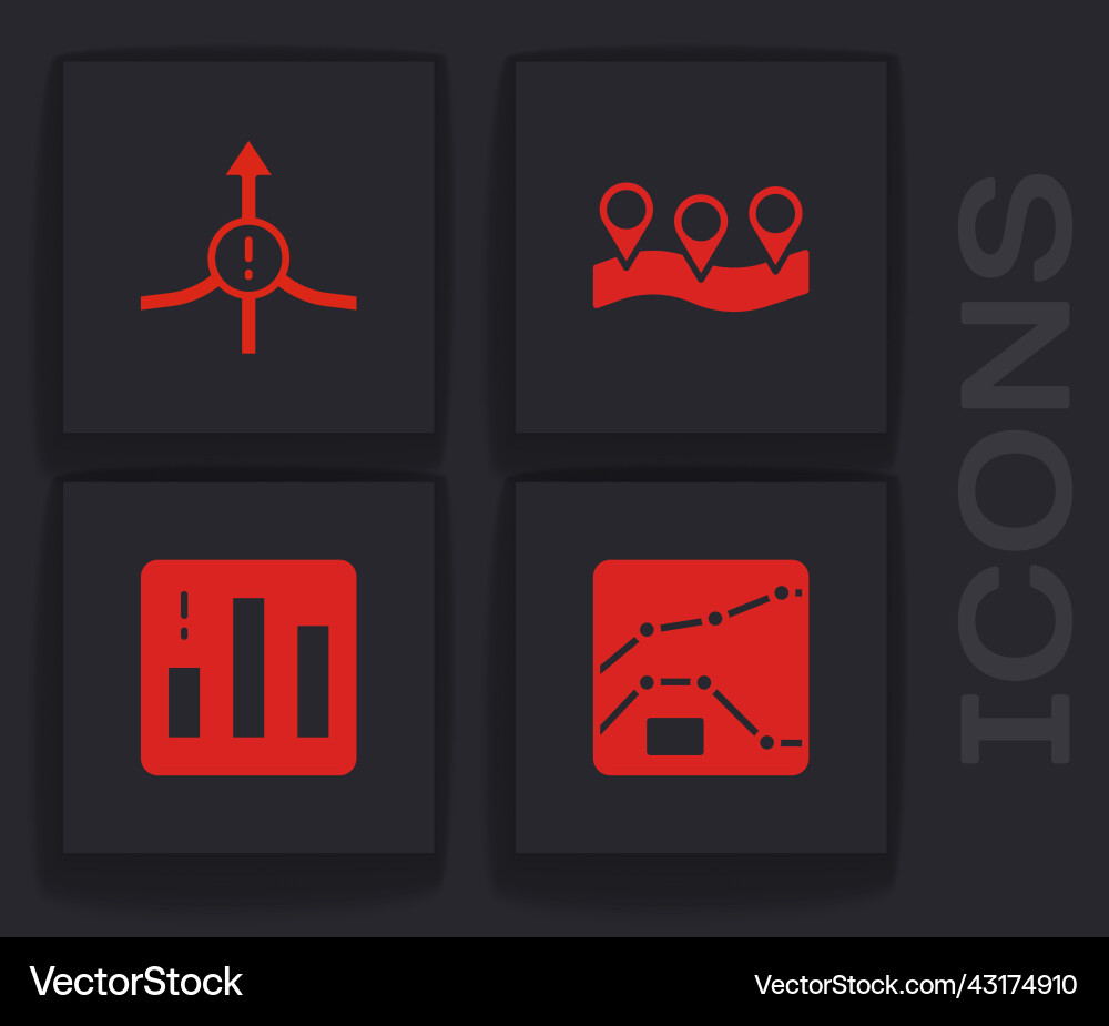 Set graph chart diagram arrow location and pie Set graph chart diagram arrow location and pie vector image