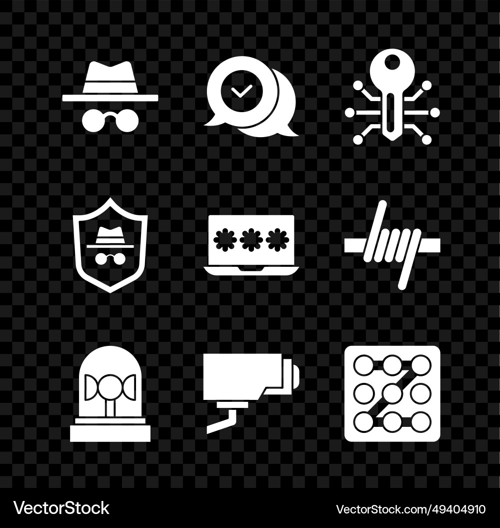 Set incognito mode check mark in speech bubble Set incognito mode check mark in speech bubble Vector Image