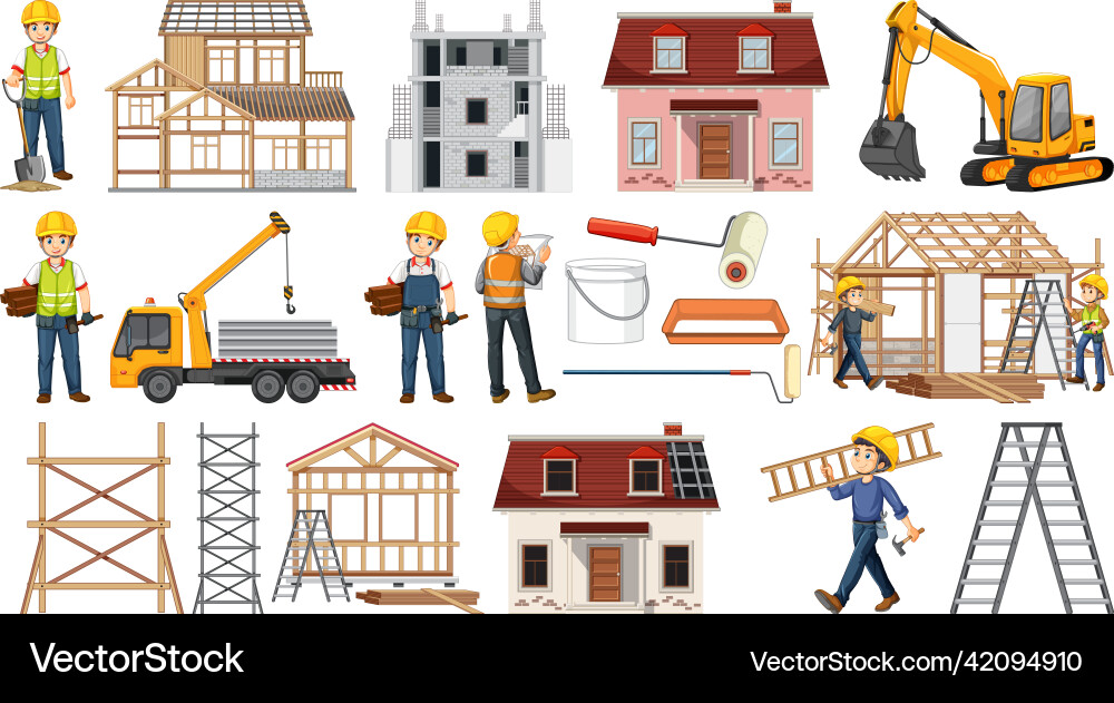 Set of construction site objects Set of construction site objects vector image