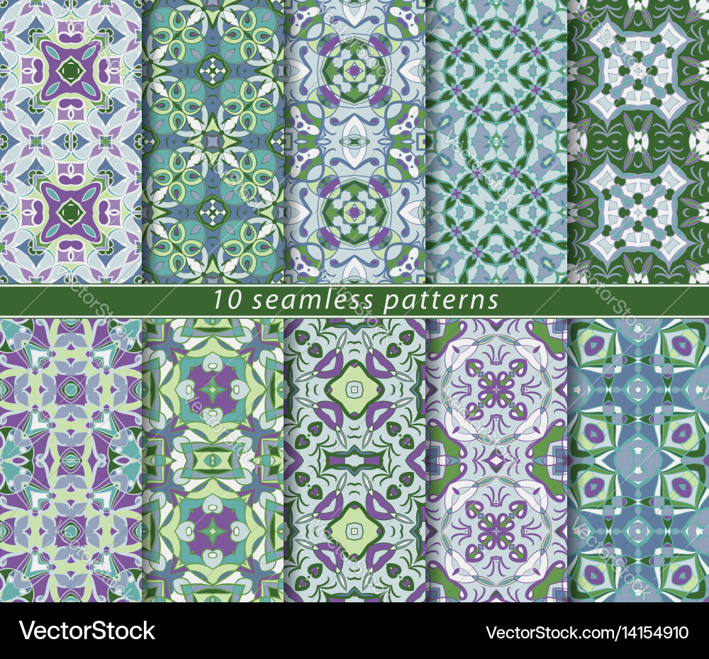 Set of ten seamless abstract patterns vector image