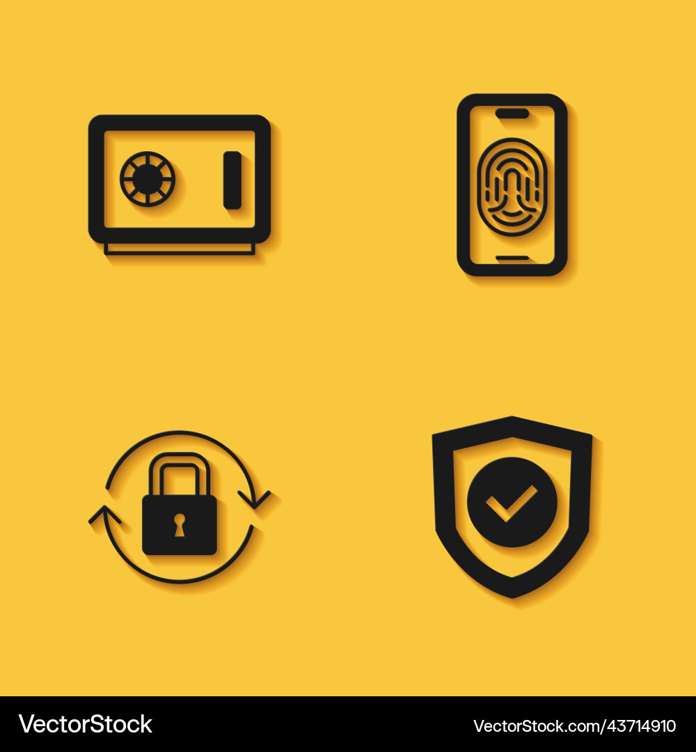 Set safe shield with check mark lock and mobile vector image