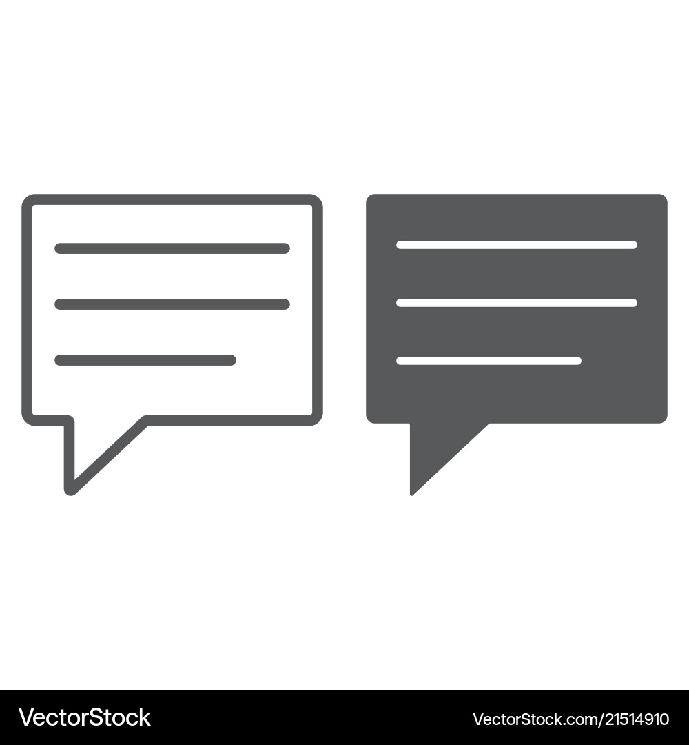Text message line and glyph icon dialog chat Vector Image