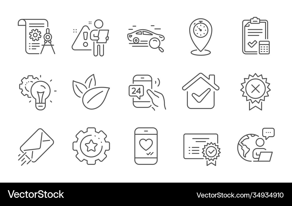 Timer accounting checklist and certificate icons vector image
