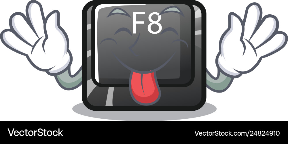 Tongue out f8 button displayed on cartoon keyboard Vector Image