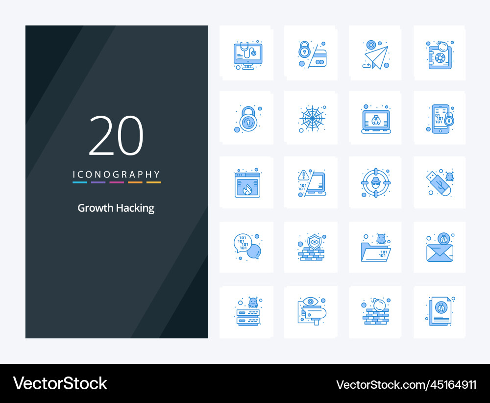 20 hacking blue color icon for presentation vector image
