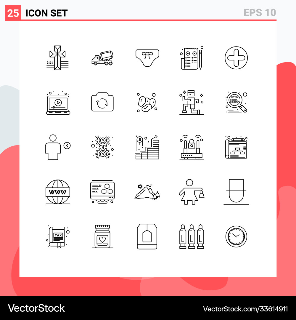 25 universal lines set for web and mobile Vector Image