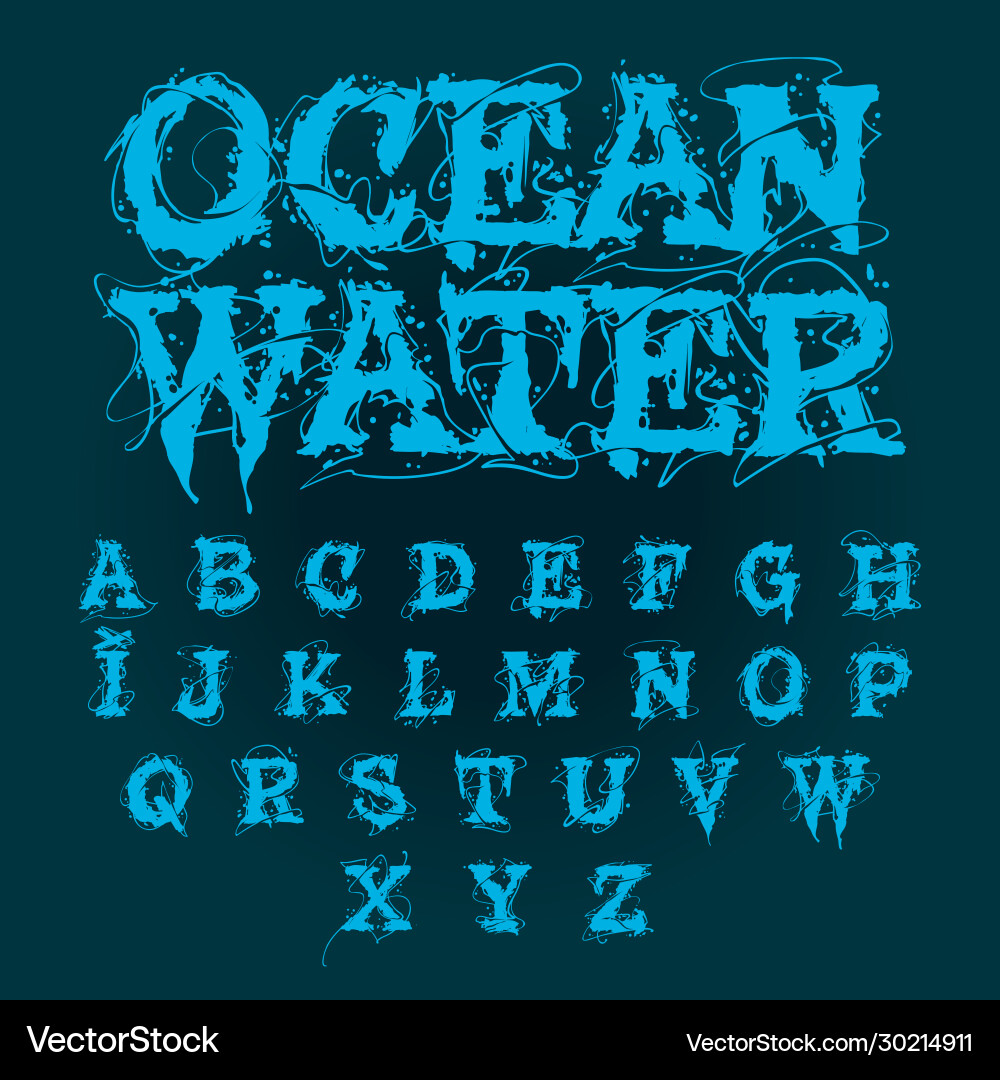 Aqua alphabet Aqua alphabet vektorbild