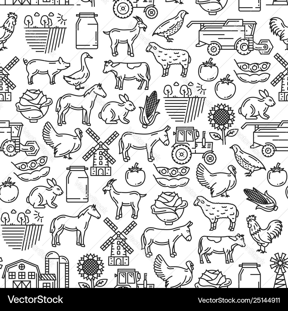 Cattle farm agriculture farmer seamless pattern Cattle farm agriculture farmer seamless pattern vector image