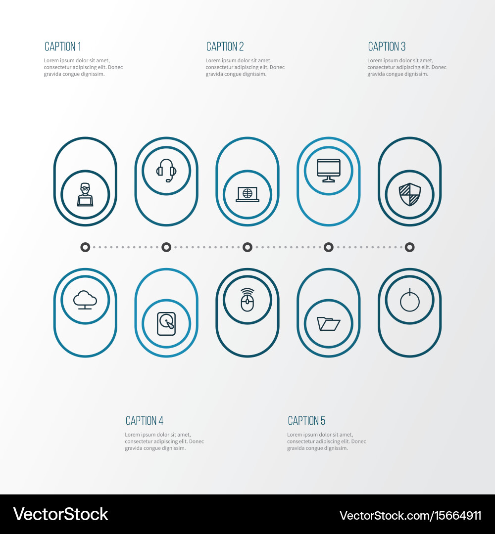 Computer outline icons set collection of storage vector image