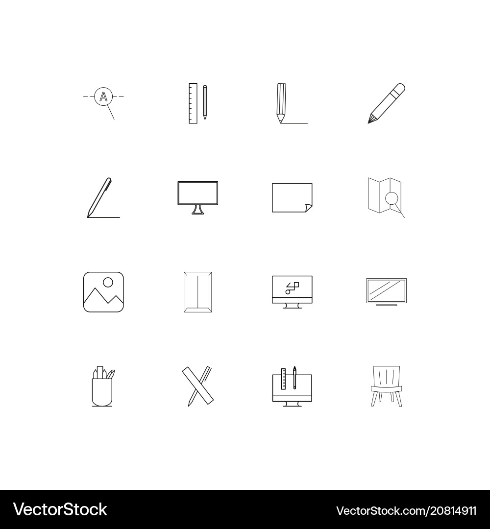 Creative process and design linear thin icons set vector image