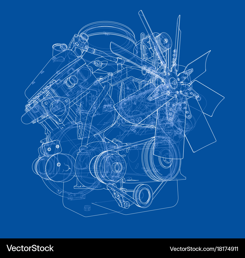 Engine Blueprint Sketch vector image