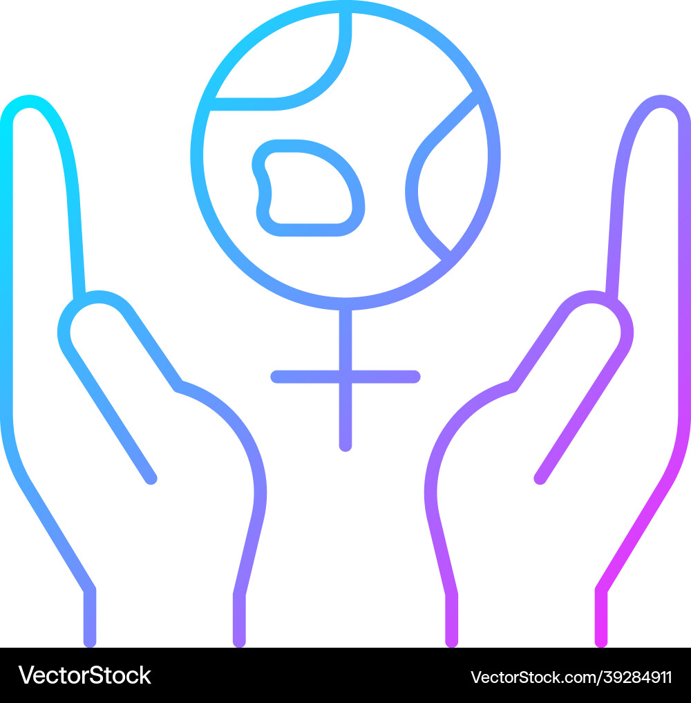 Feminism support gradient linear icon Feminism support gradient linear icon vector image