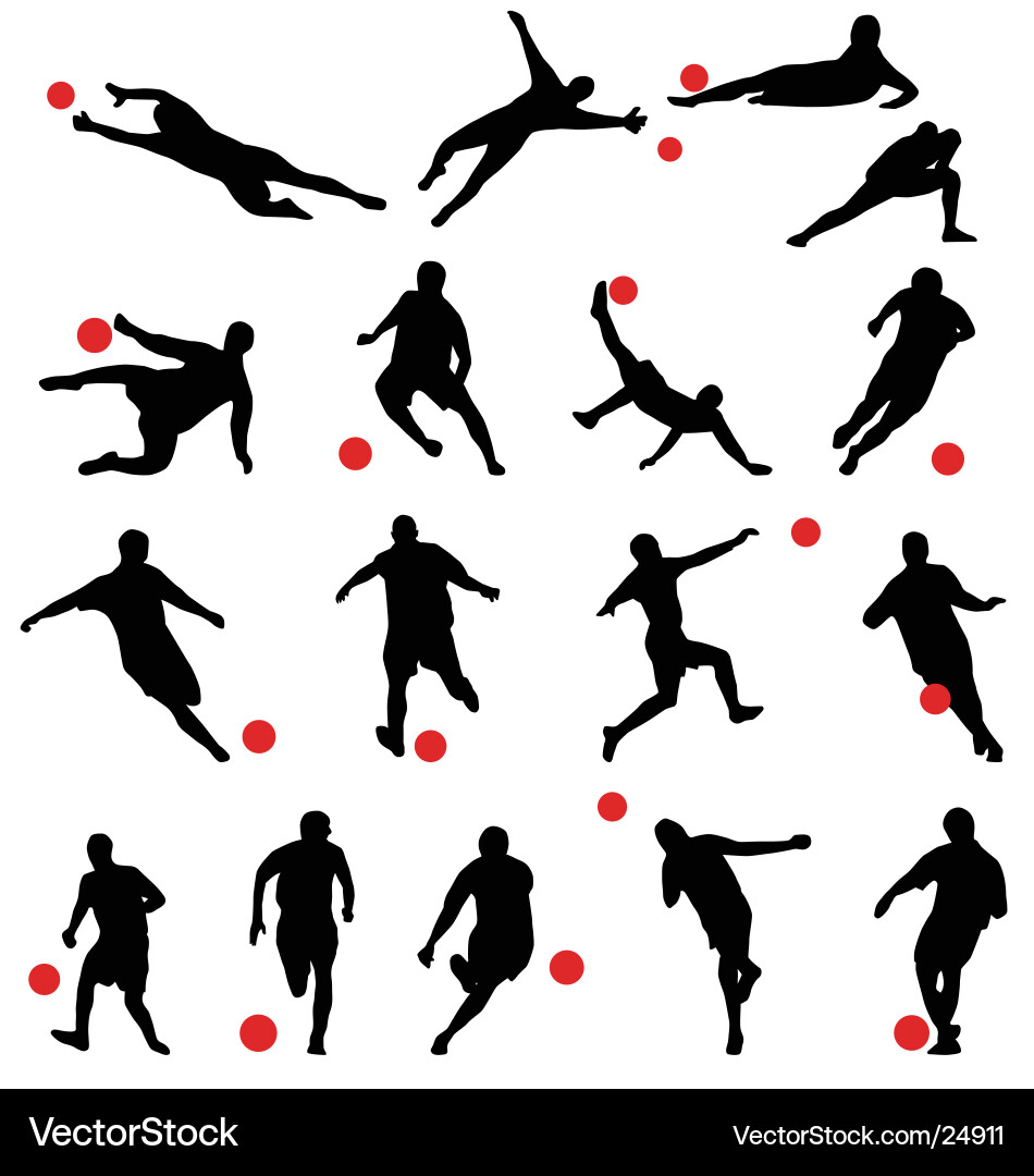 Football Player Silhouettes - Action Poses vector image