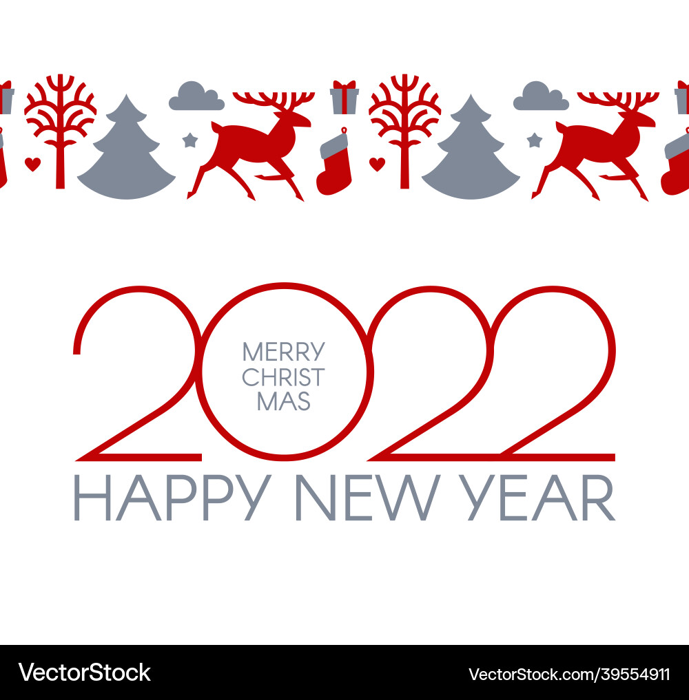 Happy new 2022 year christmas flyer with reindeer vector image